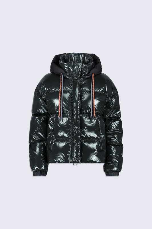 Doudoune courte brillante Lili Bright Noir Verte
